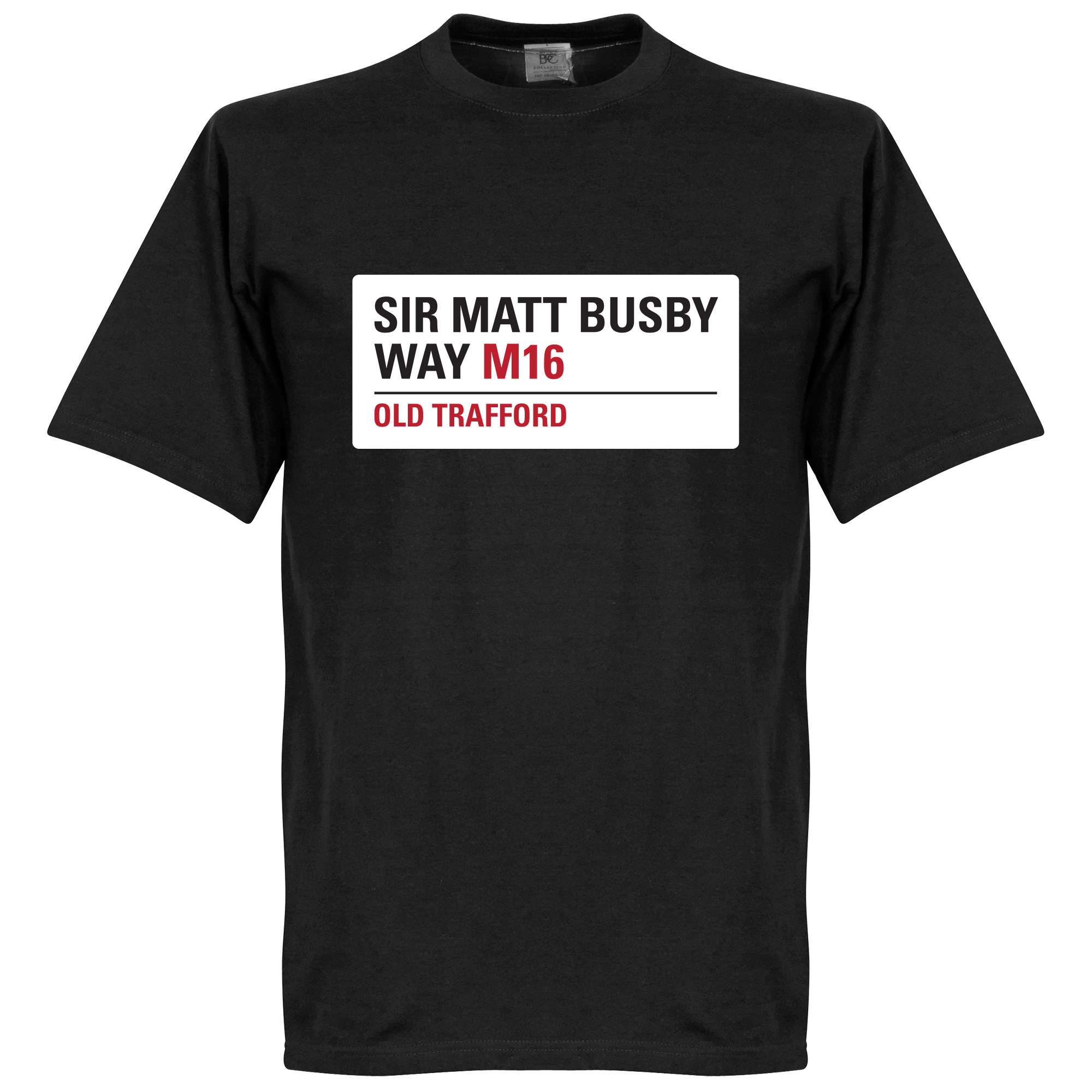 Sir Matt Busby Way Sign T-shirt - Zwart - XXL