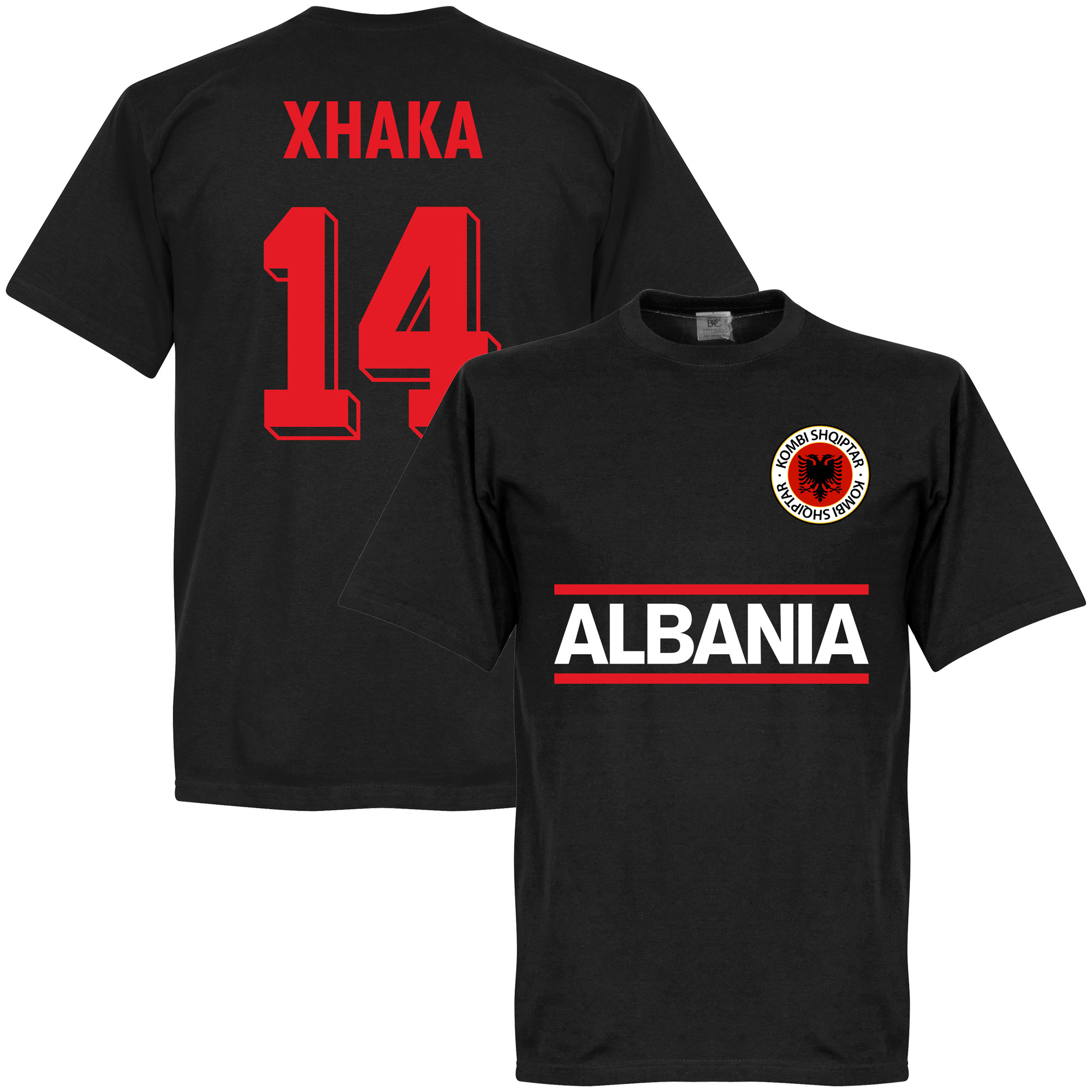 Albanië Xhaka 14 Team T-Shirt - Zwart - M