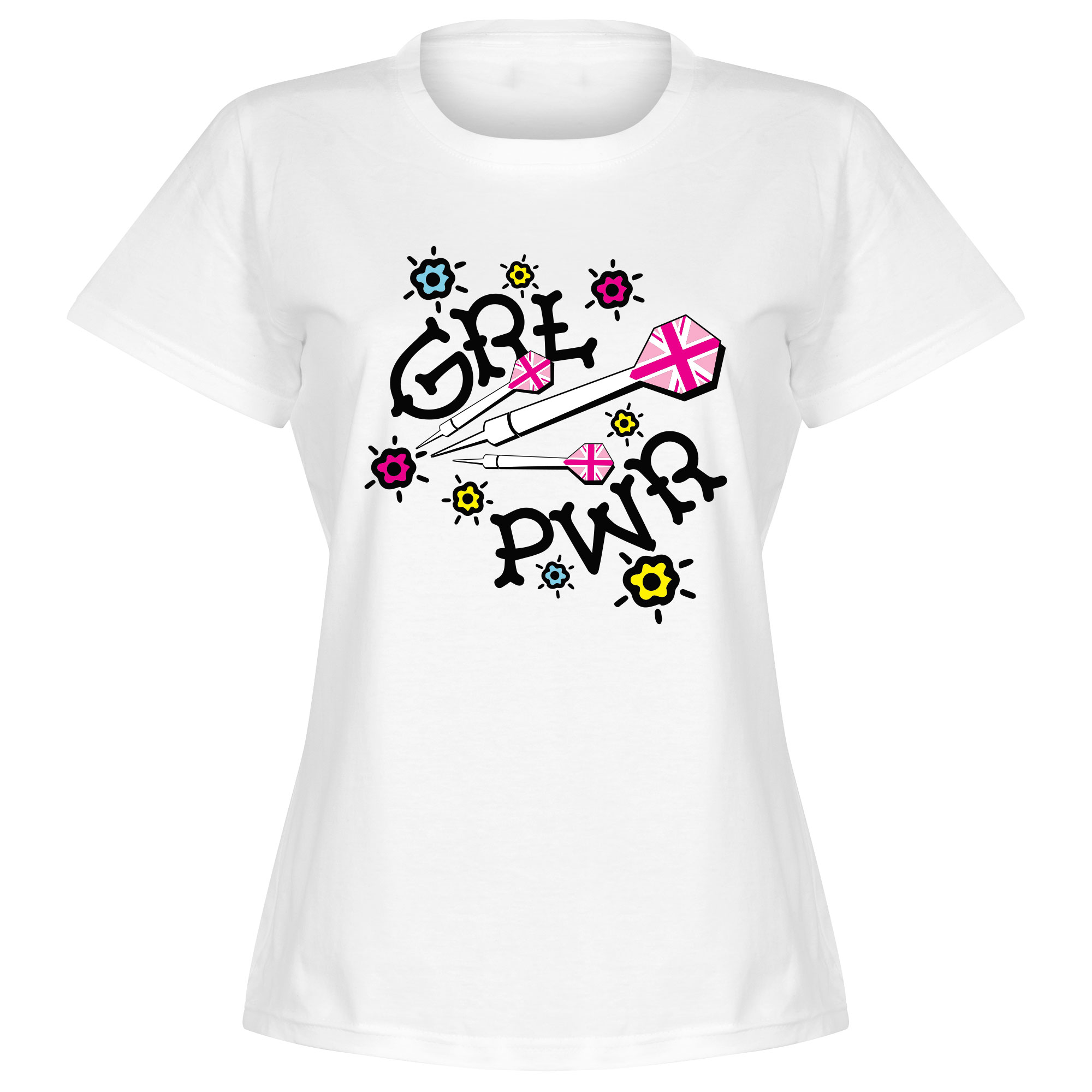 Darts Grl Pwr Dames T-Shirt - Wit - XL