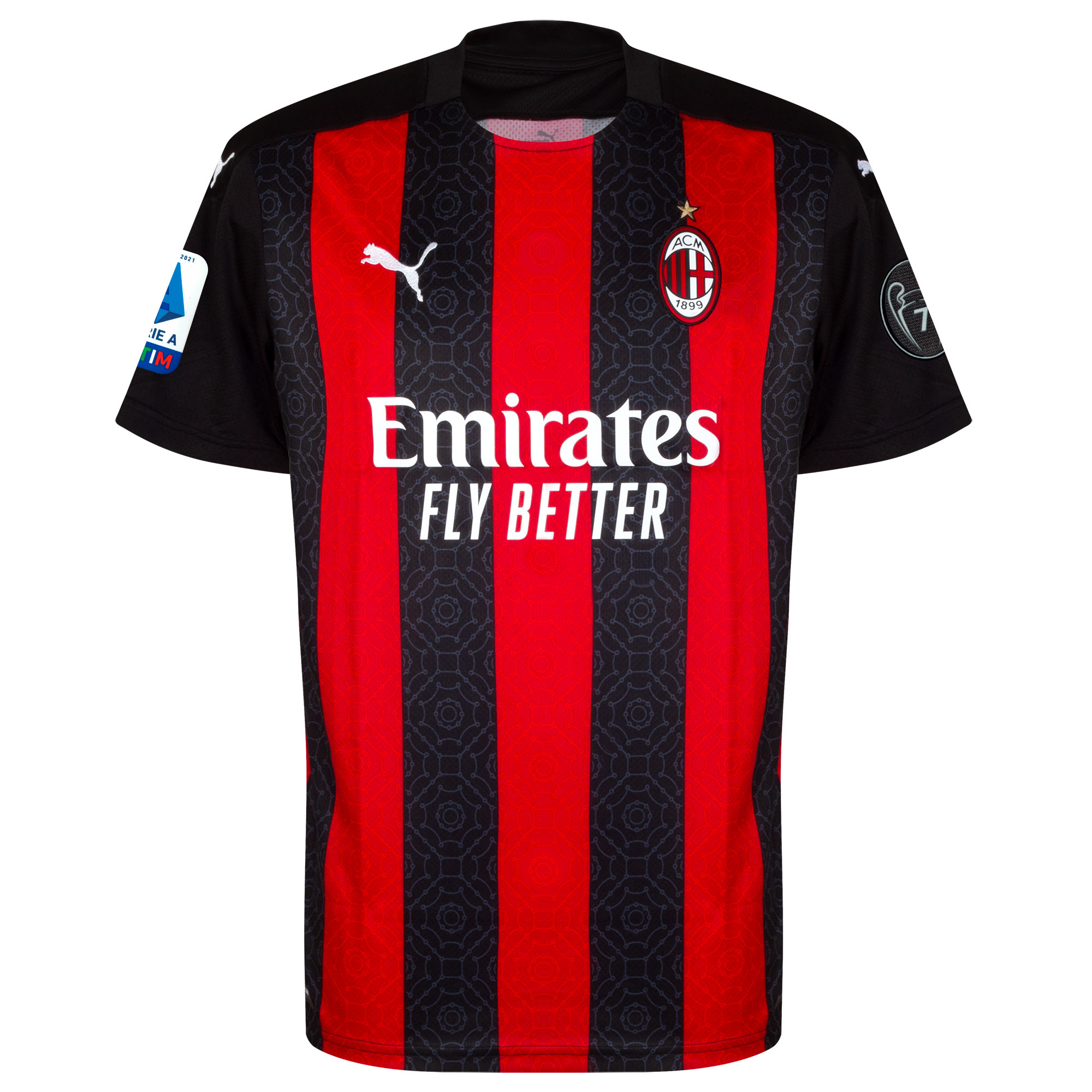 AC Milan Shirt Thuis 2020-2021 + Serie A & UCL 7 Times Trophy Badge