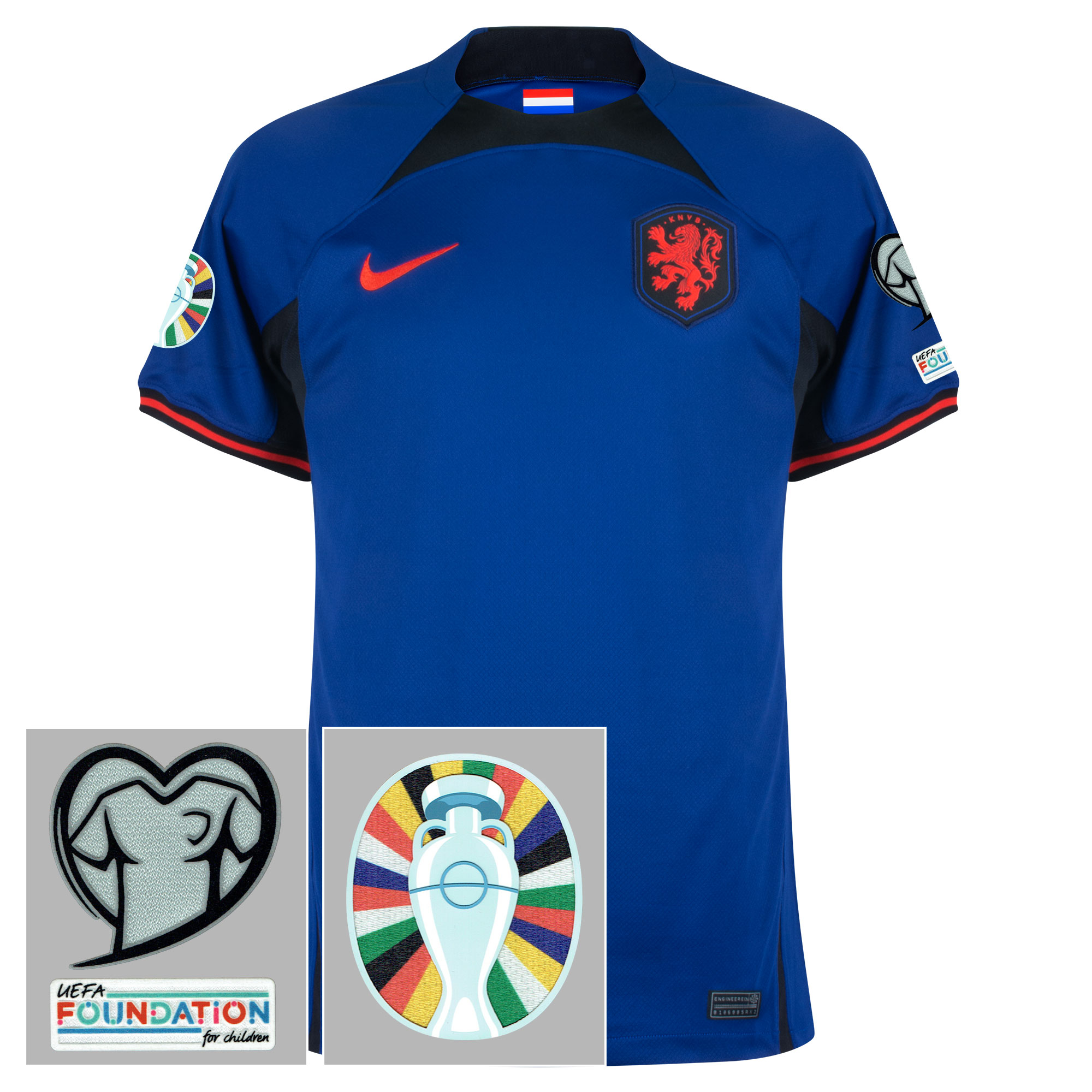 Nederlands Elftal Shirt Uit 2022-2023 + EK 2024 Kwalificatie Badges - L
